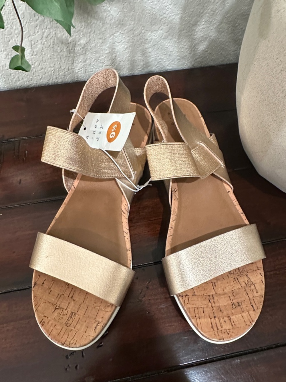 a new day Gold/Rose Gold Metallic Cork Strap Sandals